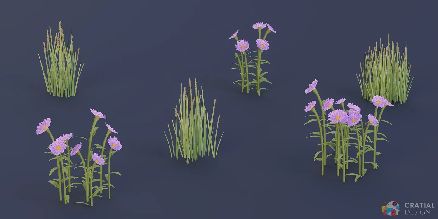 Stylized yucca, grasses, and flowering desert plants shown in several variations.