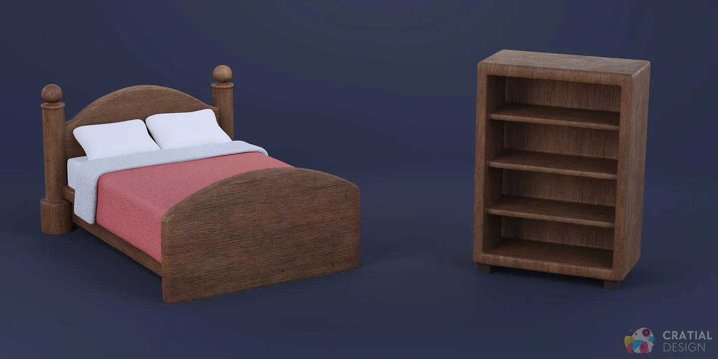 Stylized tables, storage furniture, and smaller home accessories arranged together.