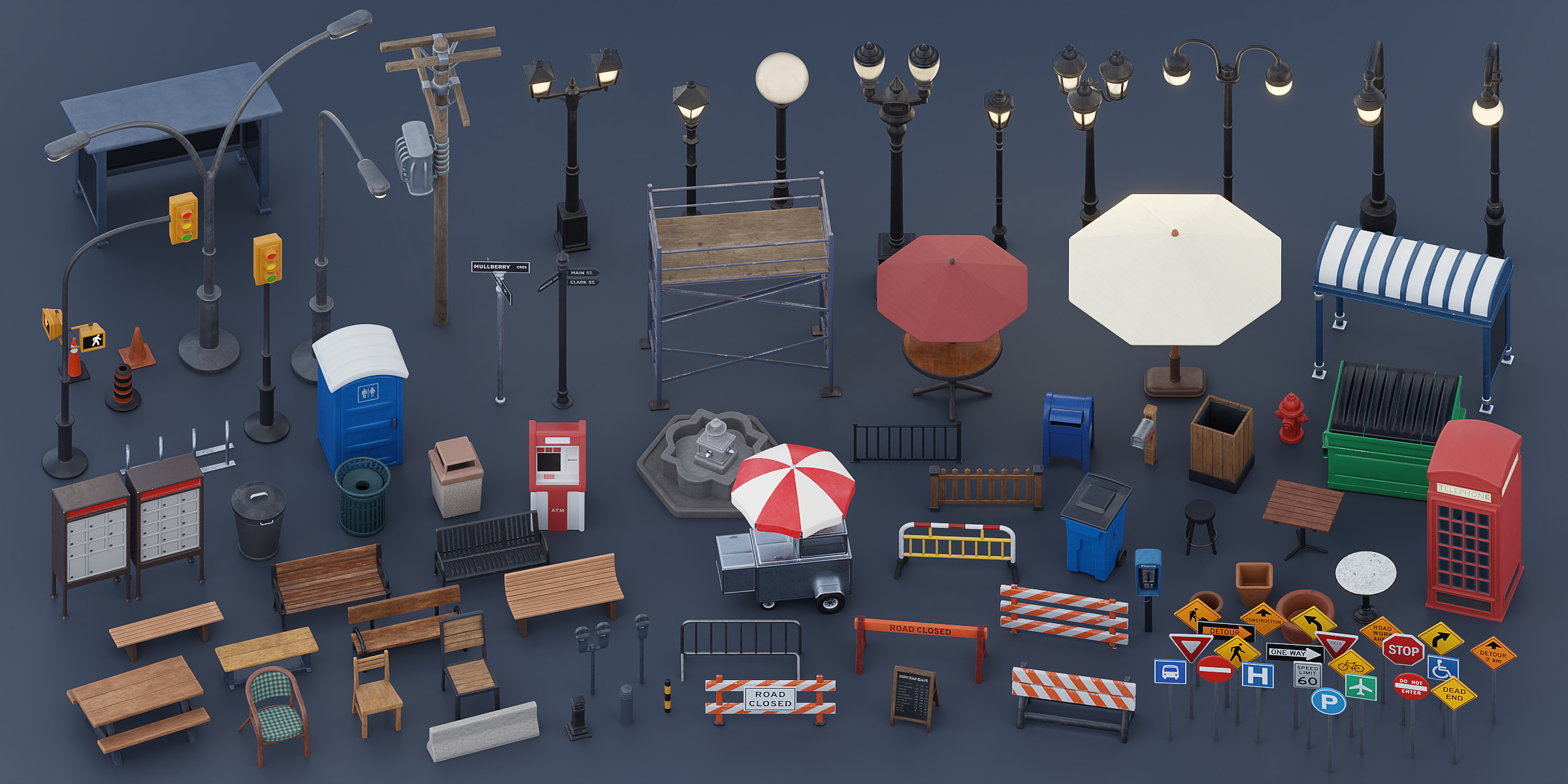 Cratial 3D - Stylized City Accessories 3D Model Pack