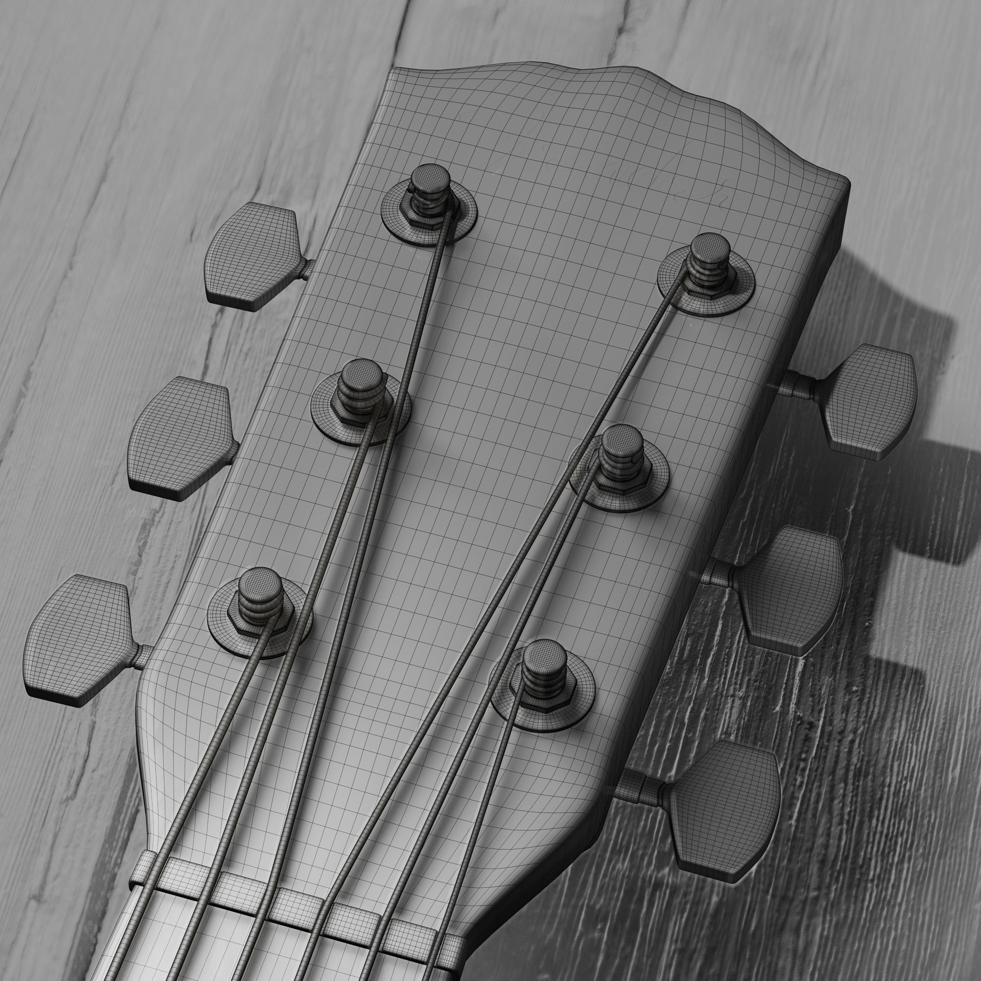 Cratial 3D - Fender Acoustic Guitar - 3D Topology Render