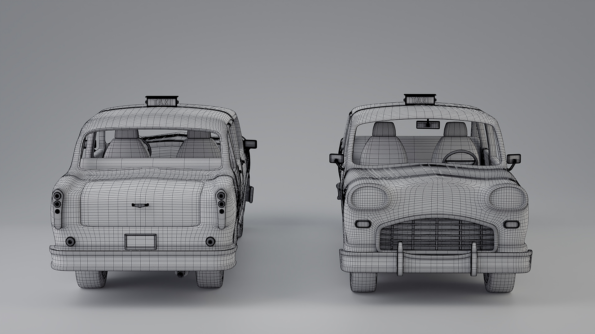 Cratial 3D - Stylized Taxi Cab - Topology Render