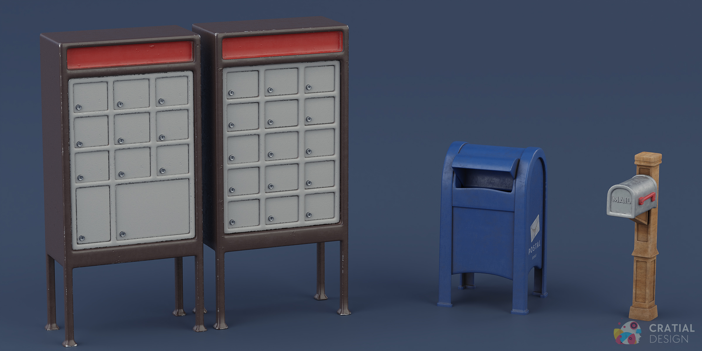 Cratial 3D - City Mailboxes 3D Models