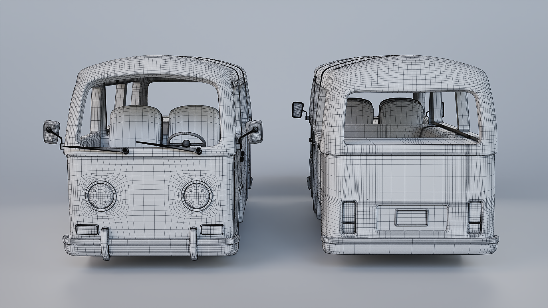 Cratial 3D - Stylized Camper Van - Topology Render