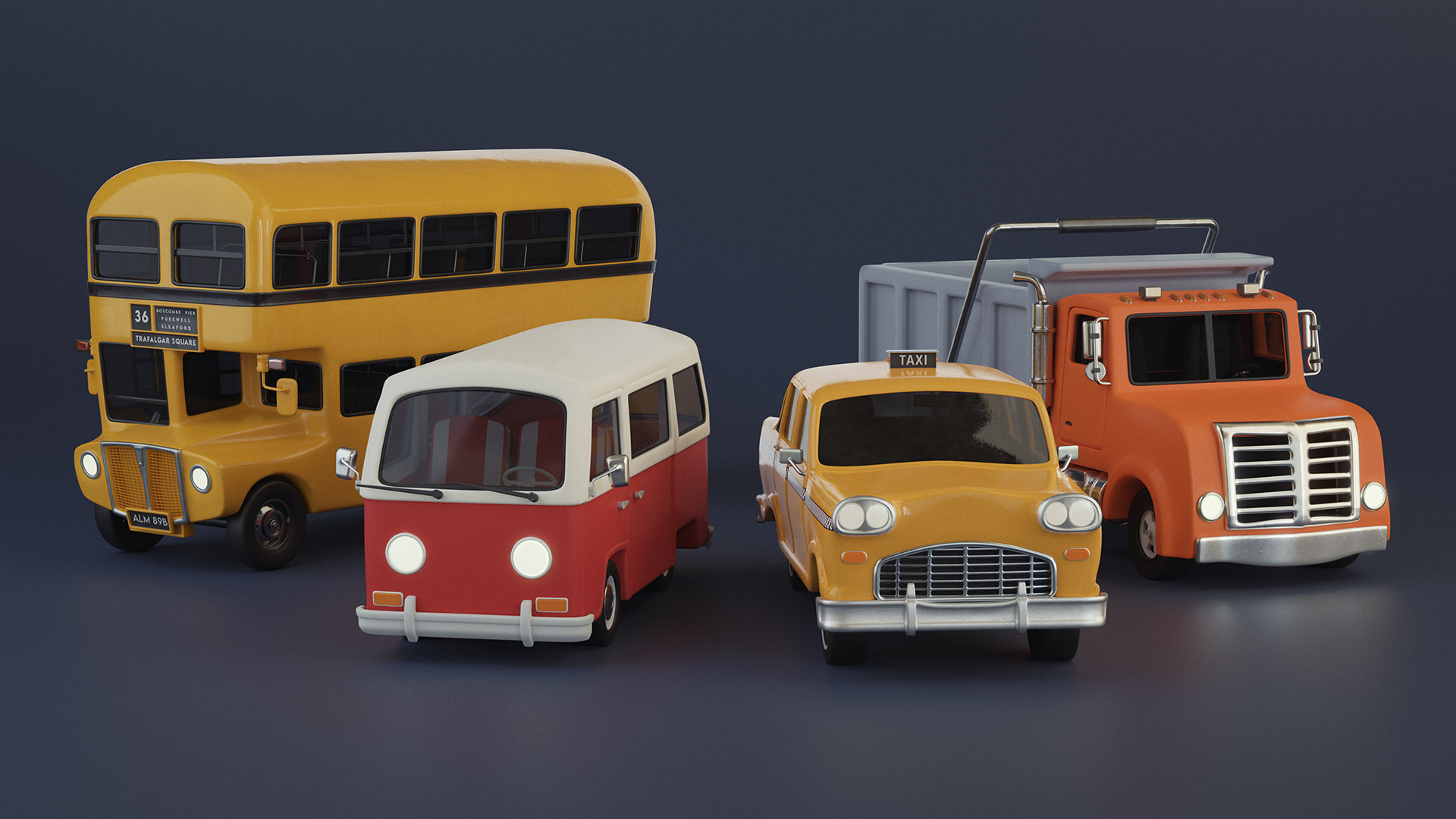 3D models of stylized vehicles created by Cratial 3D