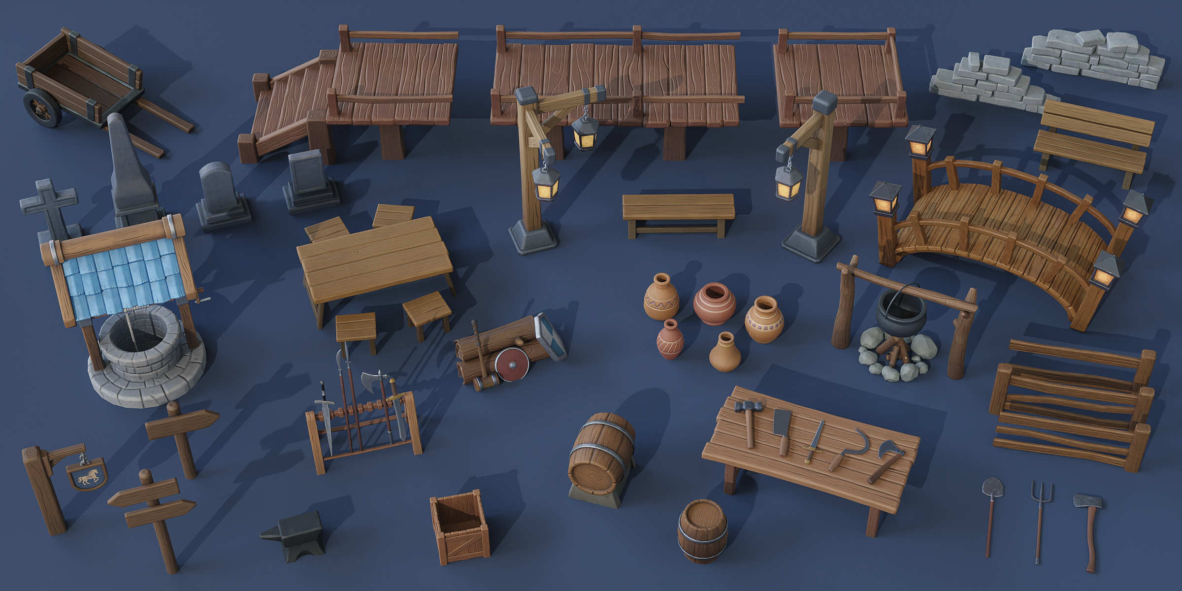 Cratial 3D - Stylized Medieval Village 3D Models